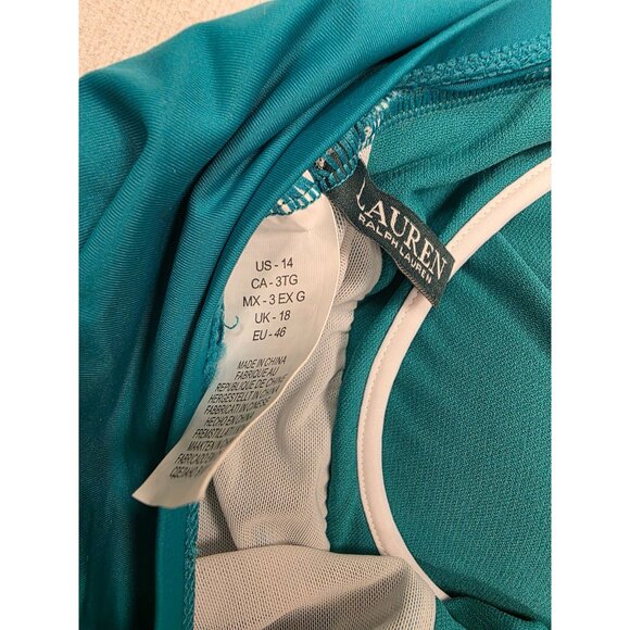 NWT One Piece Ralph Lauren Womens Slimming Fit Teal Swimsuit Sz 14 Underwire - Picture 6 of 8